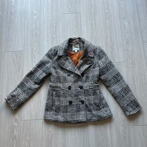Maralyn & Me Double Breasted Pea Coat Jacket Womens Medium Plaid